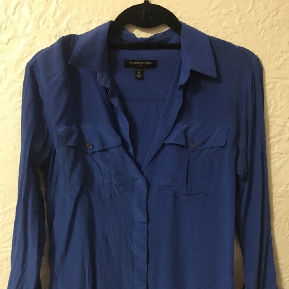 Navy blue silk blouse